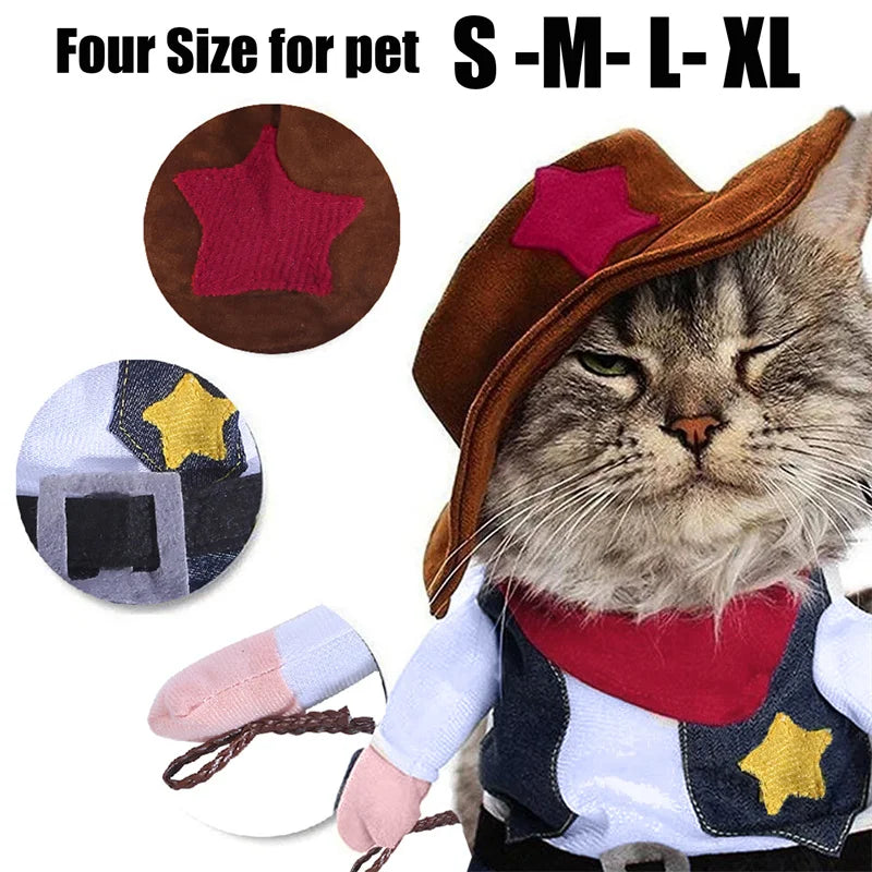 Funny Pet Dog Cat Costume Dog Cowboy Clothes Pet Dog Costumes for Small Dogs Cosplay Cat Accessories