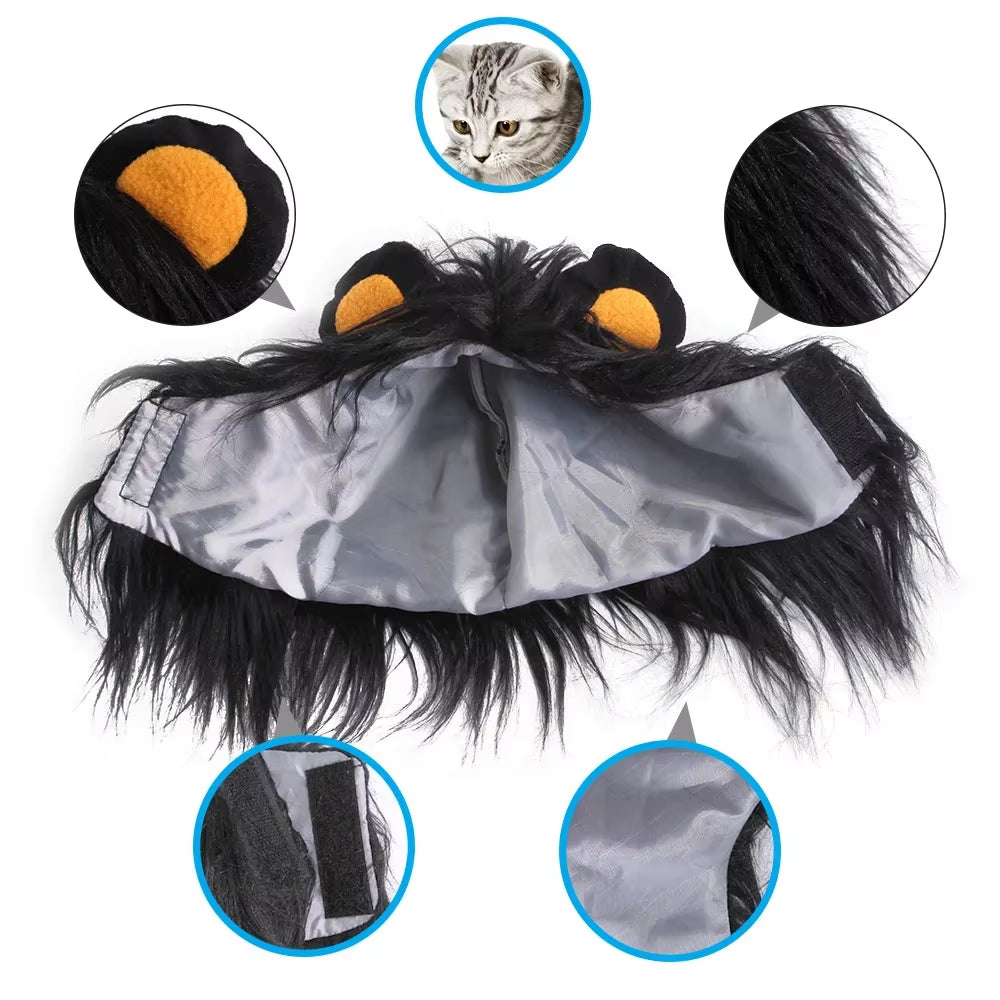 Pet Dog Halloween Costume Cosplay Lion Headgear Dog Costumes for Small Dogs Cat Wig Hat Headdress Pet Supplies
