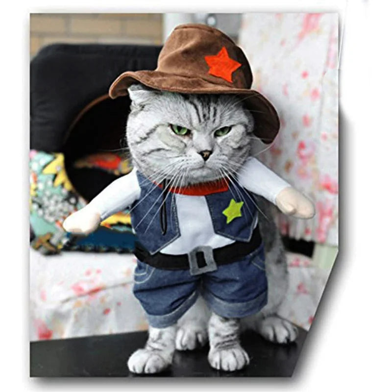 Funny Pet Dog Cat Costume Dog Cowboy Clothes Pet Dog Costumes for Small Dogs Cosplay Cat Accessories