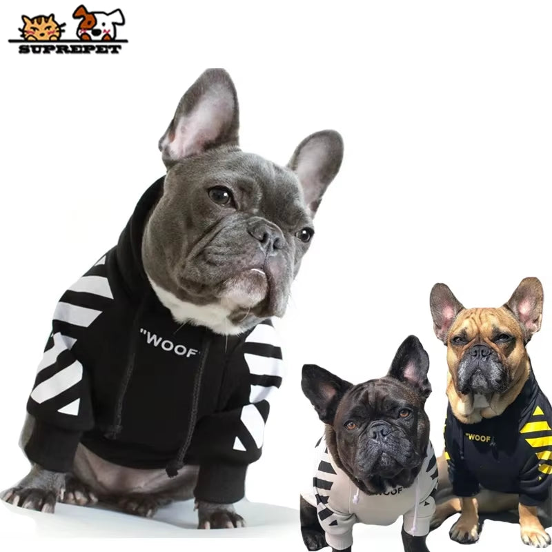 Pet Dog Clothes for French Bulldog Adidog Stripe Pattern Dog Hoodie Pet Dog Clothes Dog Jacket for French Bulldog Puppy