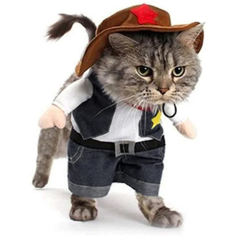 Funny Pet Dog Cat Costume Dog Cowboy Clothes Pet Dog Costumes for Small Dogs Cosplay Cat Accessories