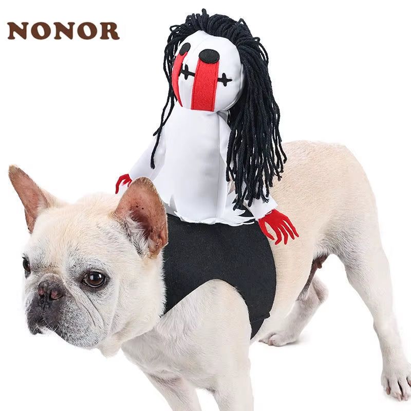 NONOR Hot Sale Pet Halloween Accessories Funny Scary Dog Halloween Costumes for Large Dogs Dog Rider Costume
