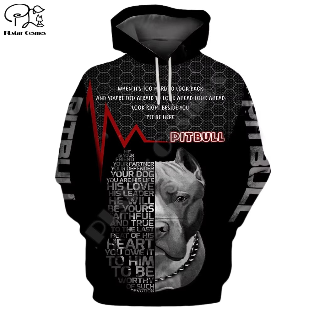 New Mens Clothing Funny Pitbull Dogs 3D Print Hoodies Autumn Long Sleeve Sweatshirts Women Pullover Tracksuit Hood Hoody Outwear