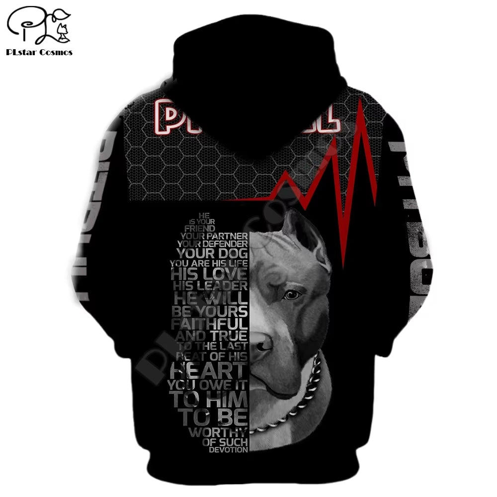 New Mens Clothing Funny Pitbull Dogs 3D Print Hoodies Autumn Long Sleeve Sweatshirts Women Pullover Tracksuit Hood Hoody Outwear