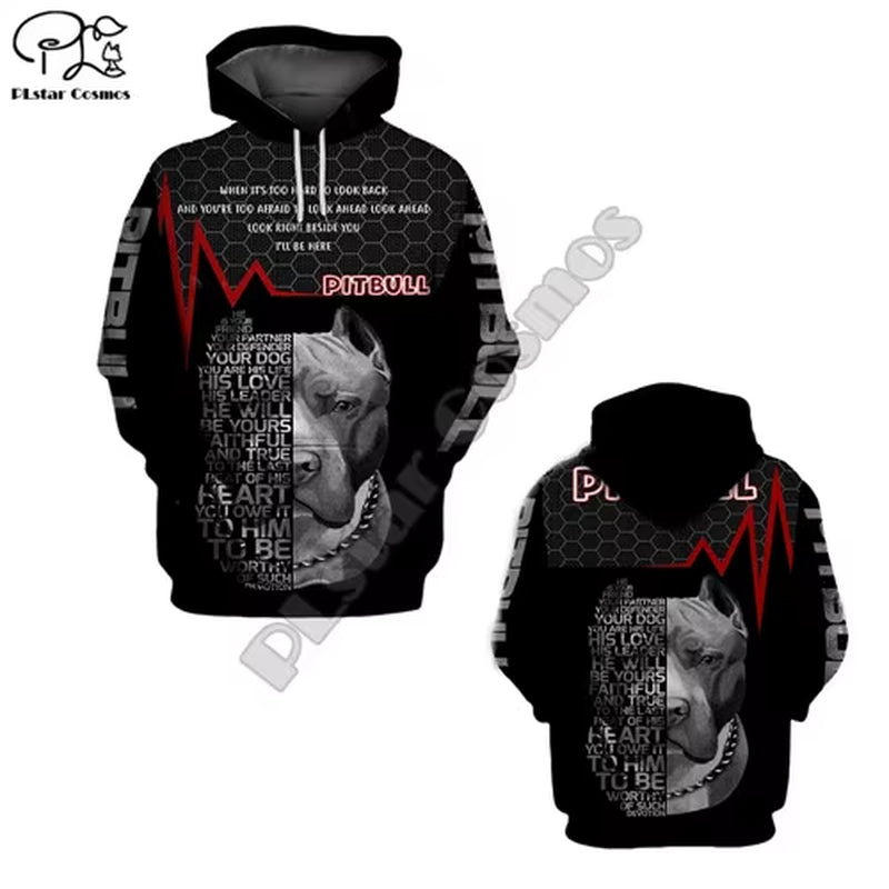 New Mens Clothing Funny Pitbull Dogs 3D Print Hoodies Autumn Long Sleeve Sweatshirts Women Pullover Tracksuit Hood Hoody Outwear